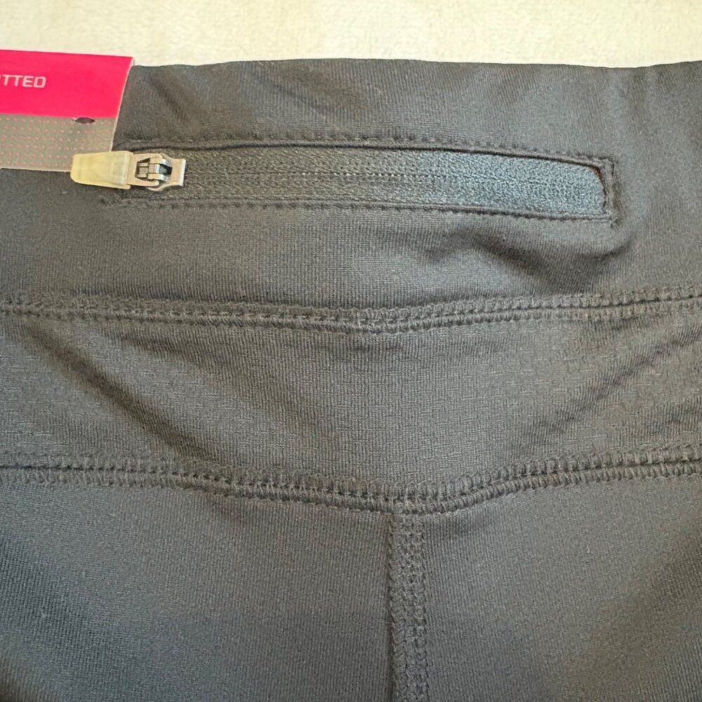 TEK GEAR Black Performance Capri Fitted Reflective Trim Athletic Workout Pants L - Picture 6 of 13